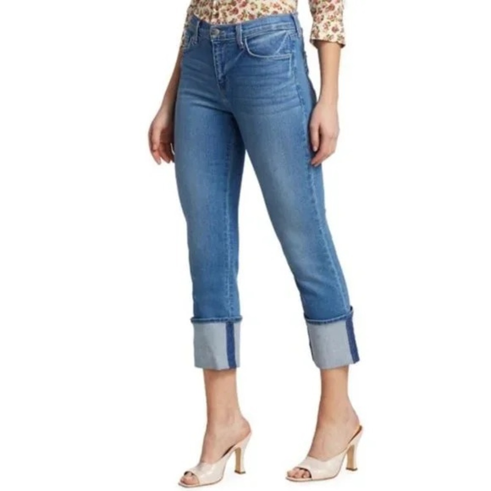 L'AGENCE Camila Cuffed High Rise Crop Slim Straight Jeans Dover Size 26
